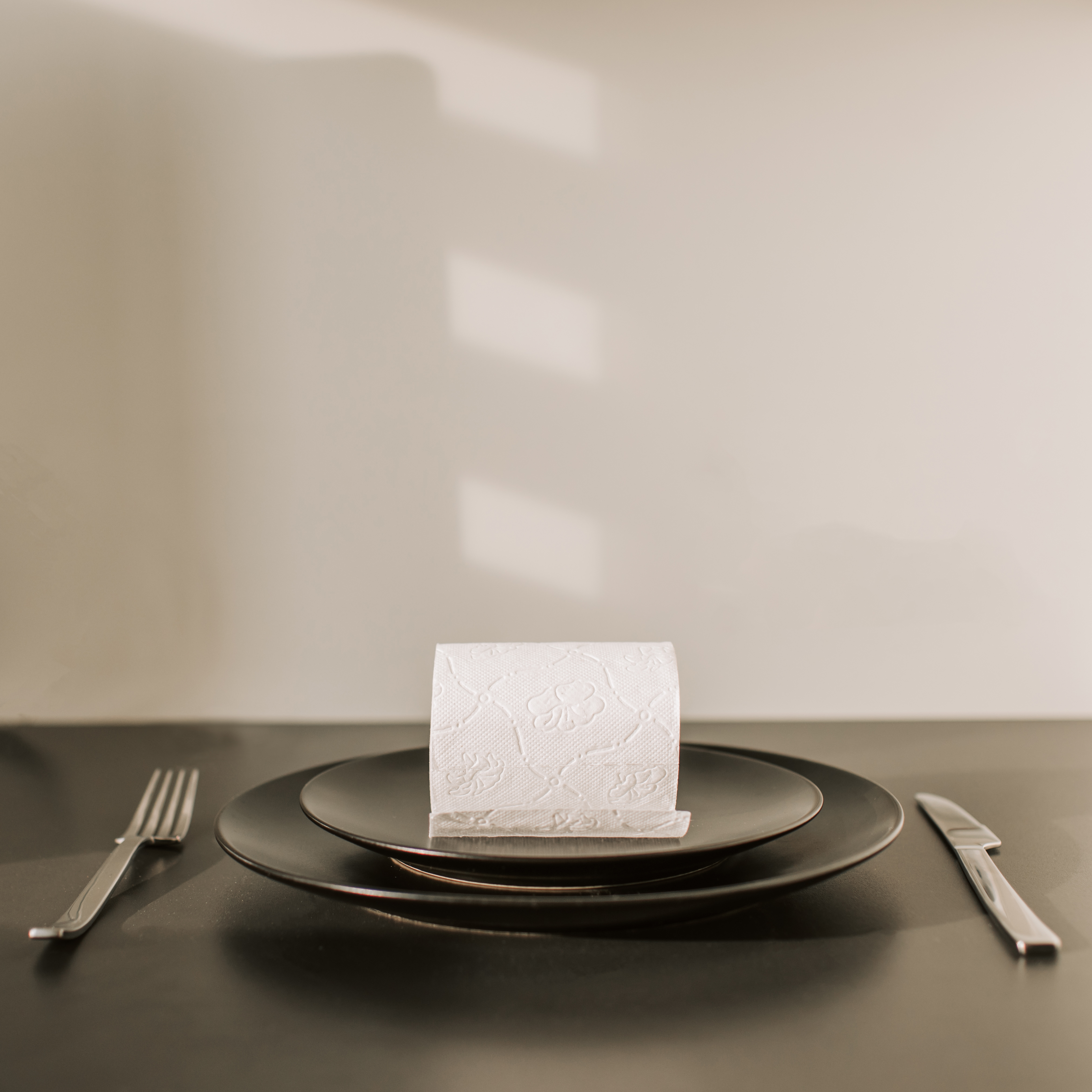 toilet-paper-roll-on-dish-with-fork-and-knife-3958213